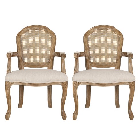 Set Of 4 Maria French Country Wood And Cane Upholstered Dining Chairs -  Christopher Knight Home : Target