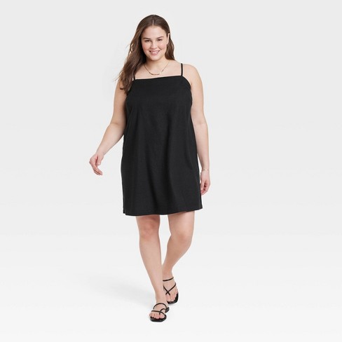Women's Linen Dress - A New Day™ Black 3x : Target