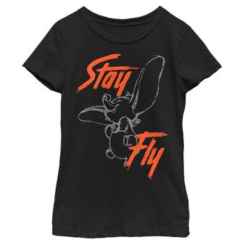 Boy's Dumbo Stay Fly Sketch Graphic Tee Black Large