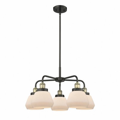 Fulton - 5 Light Stem Hung Chandelier In Art Deco Style-13.5 Inches Tall and 24.5 Inches Wide