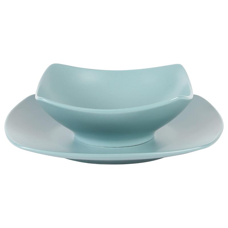 Gibson Home Zen Buffetware 8 Piece Fine Ceramic Dinnerware Set In Matte Arctic Blue, 3 of 7