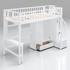 Twin Size Loft Bed with Study Desk, Bookshelf, and Hanging Rack, Fence Design, Wood Frame for Kids and Teens - 3 of 4