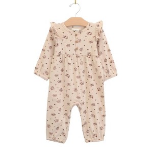 Girls' Flutter Sleeve Long Romper - City Mouse - 1 of 1