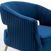 SEYNAR Modern Tufted Velvet Accent Chair with Wingback, Arms, and Metal Gold Legs for Living Room or Bedroom,Blue, 27.6"D x 28.3"W x28.3"H - 4 of 4
