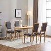 MAYEERTY Set of 4 French Country Dining Chairs, Cane Backrest Upholstered Seat Fluted Legs Rubberwood Frame, Kitchen Dining Room - 3 of 4