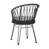 BOHO PE Rattan Patio Dining Chairs Set of 2 Curved Backrest Dining Chairs Outdoor Furniture-Tanpinhause - 3 of 4