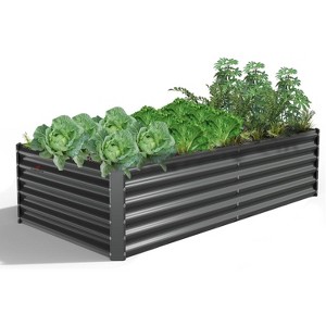 COWLOWN 1 piece Grey 6x3x1.5 ft Galvanized Raised Garden Bed, Metal Planter Box for Vegetables, Flowers - 1 of 4