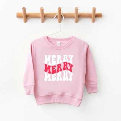 The Juniper Shop Merry Stacked Wavy Glitter Youth Ultra-Soft Graphic Sweatshirt