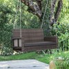 Outsunny 2-Person Wicker Hanging Porch Swing Bench Outdoor Chair with Cushions - 2 of 4
