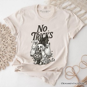 No Tricks Just Treats Dog T-Shirt, Funny Halloween Puppy Tee with Scary Vibes | OrnamentallyYou - 1 of 4