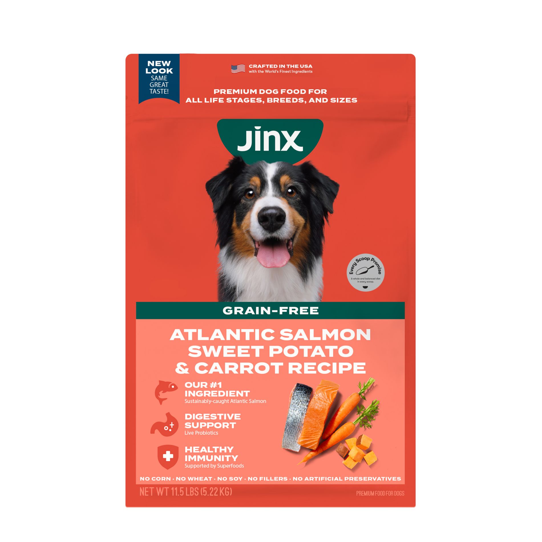 Jinx Grain-Free Dry Dog Food with Salmon, Sweet Potato & Carrot Flavor