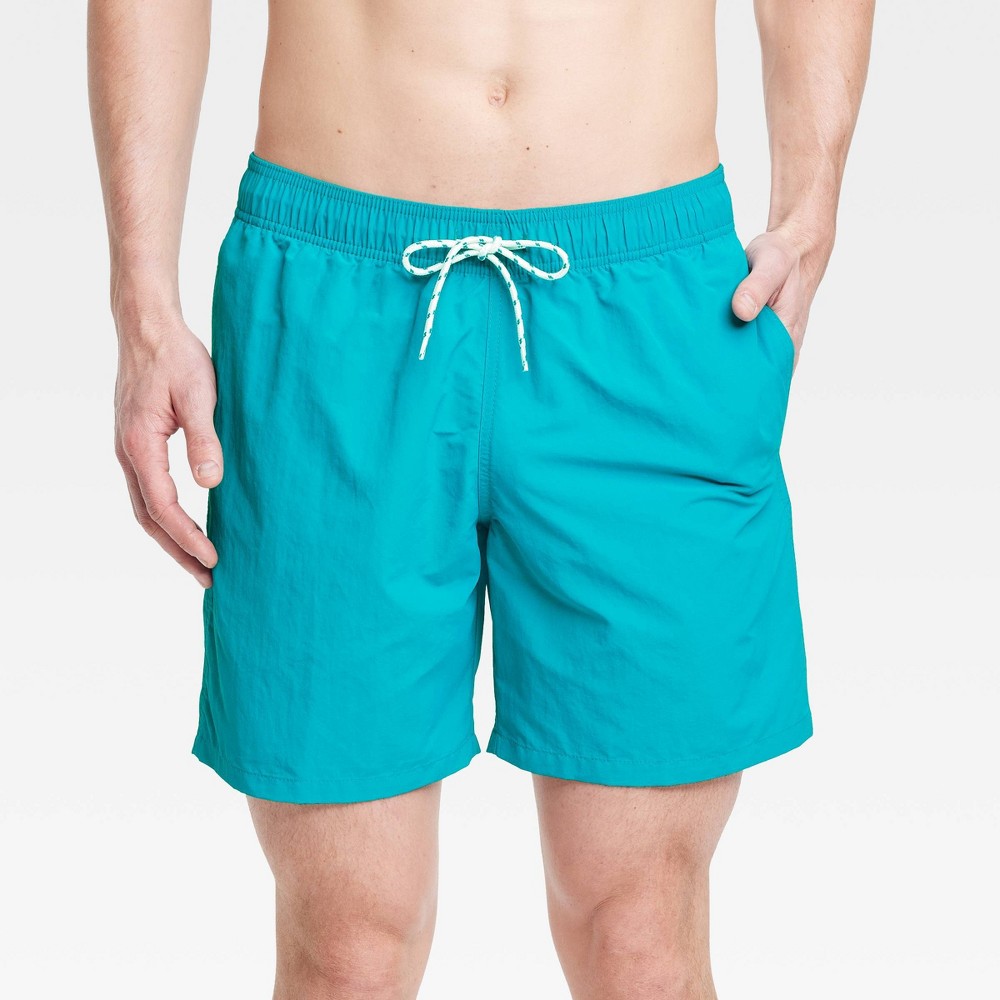 Men's 7" Swim Shorts - Goodfellow & Co™ Aqua Blue L