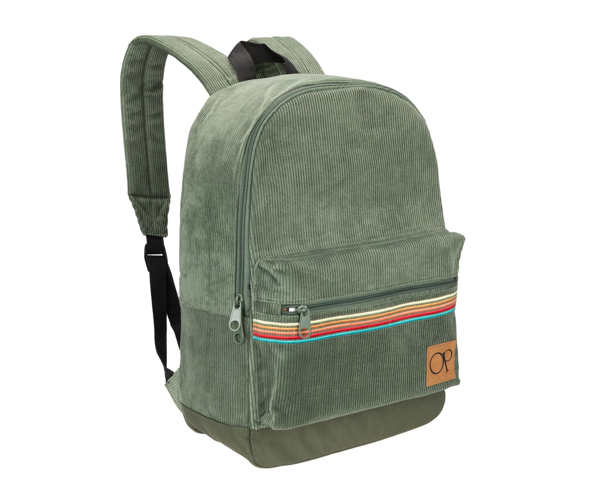 Ocean Pacific OG 18.5" Corduroy Backpack for Boy and Girl, Casual Daypack for Men Women, Fits 15.6 Inch Laptop (Olive Green)