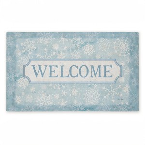 Stupell Industries Gentle Snowflakes Welcome Printed Outdoor Door Mat, design by Tim Coffey, 18"x30" - 1 of 4
