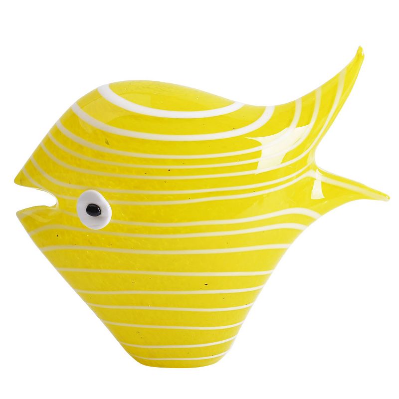 Beachcombers Large Yellow Stripe Fish Glass Art Figurine Home Decor Beach Coastal Ocean Sea Life 9.84 x 4.33 x 7.28, 1 of 3
