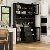 Hitow Wooden Pantry Cabinet with 3 Drawers, 13 Shelves and Cup and Bottle Holders Food Storage Cabinet - 2 of 4