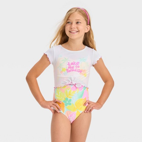 Girls Long Sleeve Two-Piece Swimsuit Set - Tropic of Unicorn™