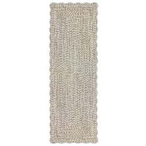 Modern Solid Scalloped Rugs for Living Room, Washable Non Slip Ultra Thin Soft Bedroom Rugs, Indoor Low Pile Large Carpet for Nursery Room - 1 of 4