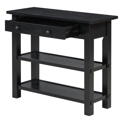 PDTEND Retro Console Table with Drawer and Two Sturdy Shelves