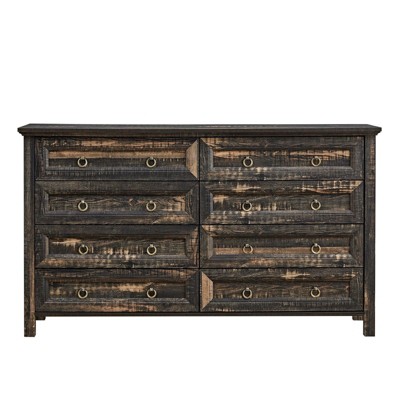 Fontoi Farmhouse 8 Drawers End Table for Bedroom, Wood Rustic Tall Chest of Drawers, End Table for Bedroom, Brown, 53.94"*15.75"*31.3"