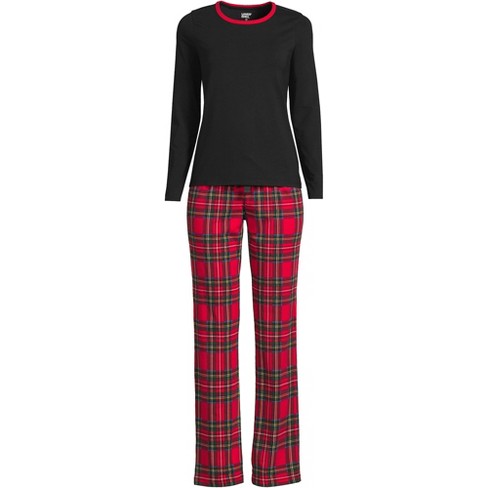 Lands' End Women's Knit Pajama Set Long Sleeve T-shirt And Pants