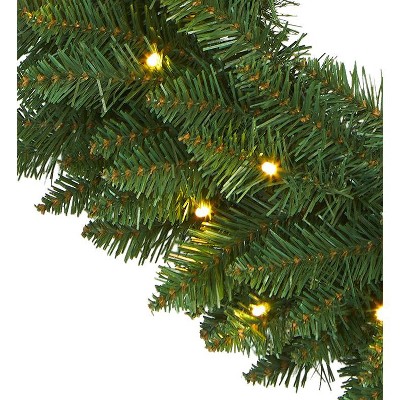 24" Green Pine Artificial Christmas Wreath with Clear LED Lights