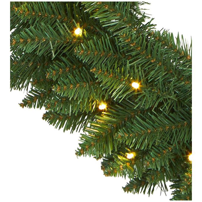 Nearly Natural 24” Green Pine Artificial Christmas Wreath with 35 Clear LED Lights, 3 of 6