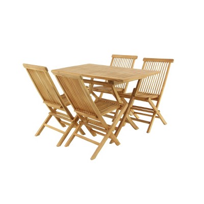 5pc Traditional Teak Wood Patio Dining Set - Brown - Olivia & May
