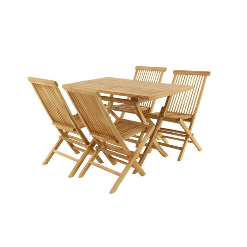 5pc Traditional Teak Wood Patio Dining Set Brown Olivia May Target
