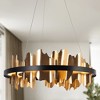 LNC Synthienniser 1-Lights 23.6" Mid-Century Modern Luxury Integrated LED Drum Chandelier,Black and Gold - 2 of 4