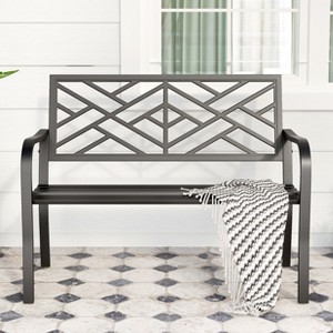 Captiva Designs Two Seat Cast Steel Garden Bench - Choose Between Apple Back or Butterfly Back Designs - 1 of 4