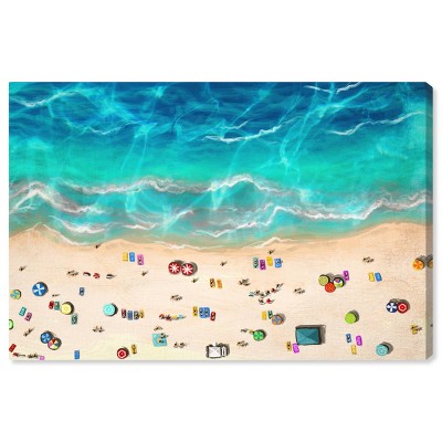 10" x 15" A Day At the Beach Nautical and Coastal Unframed Canvas Wall Art in Blue - Oliver Gal