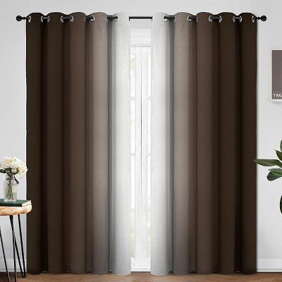 Yakamok Greyish White and Brown Ombre Curtains(52x84 Inch, 2 Panels)