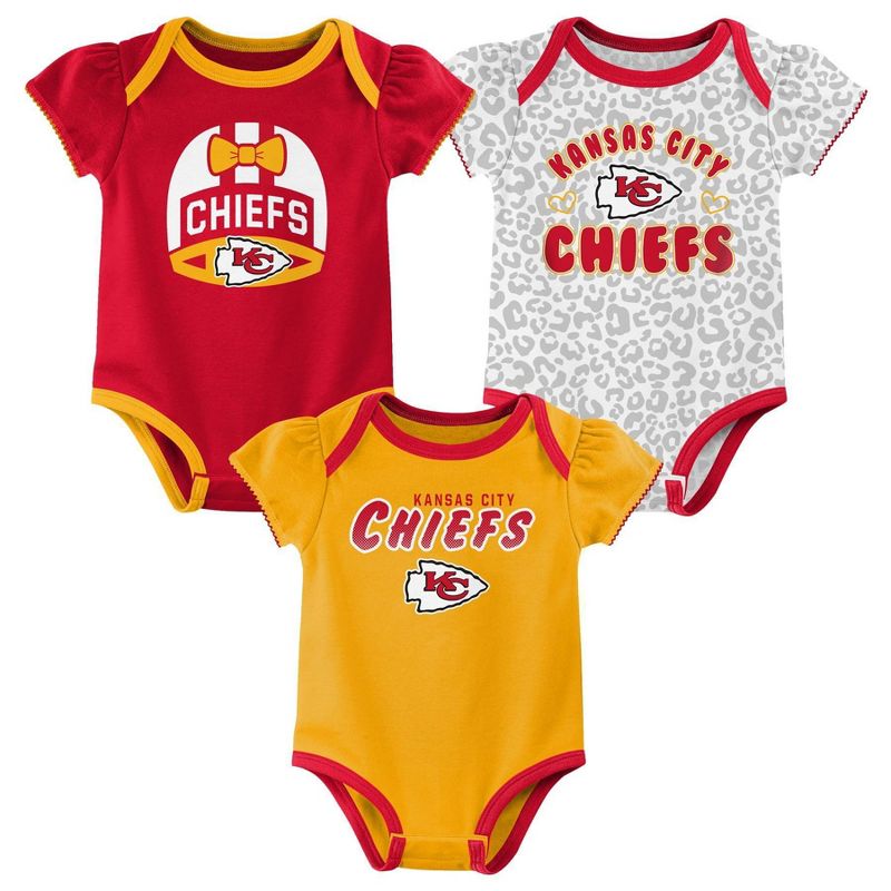 NFL Kansas City Chiefs Baby Girls&#39; Onesies 3pk Set, 1 of 5