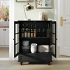 Lyngins Vintage Buffet Cabinet with Tempered Glass Doors, Minimalist Pantry Cabinet, Modern Wooden Storage Sideboard Cupboard for Living Room/Kitchen - 2 of 4