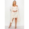 Slickblue Plus Size Satin 2-Piece Set, Strap Dress with Self-Belt Coat, Special Occasion Outfit, Cream, Size 1XL–3XL - 2 of 4