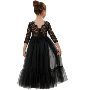 2Bunnies Paisley Lace Tulle Long Sleeve Maxi Flower Girl Dress - 1 of 4