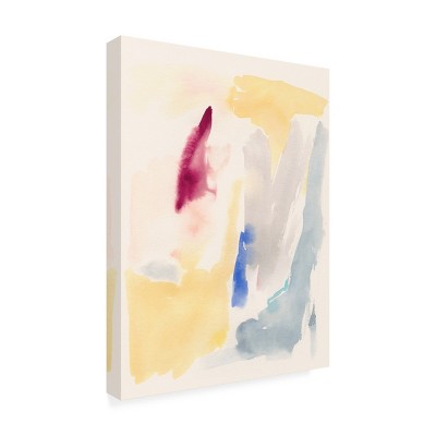 Victoria Barnes Yellow and Blue Abstract Canvas Art with Wood Frame