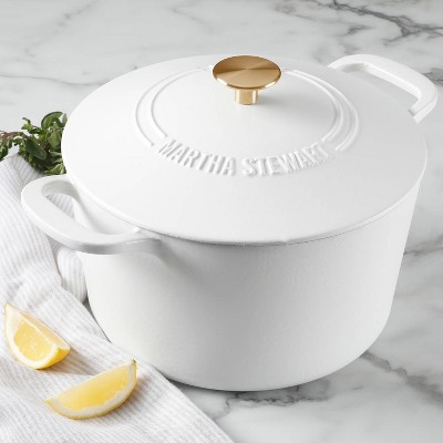 Matte White 7qt Enameled Cast Iron Dutch Oven with Stainless Steel Knob