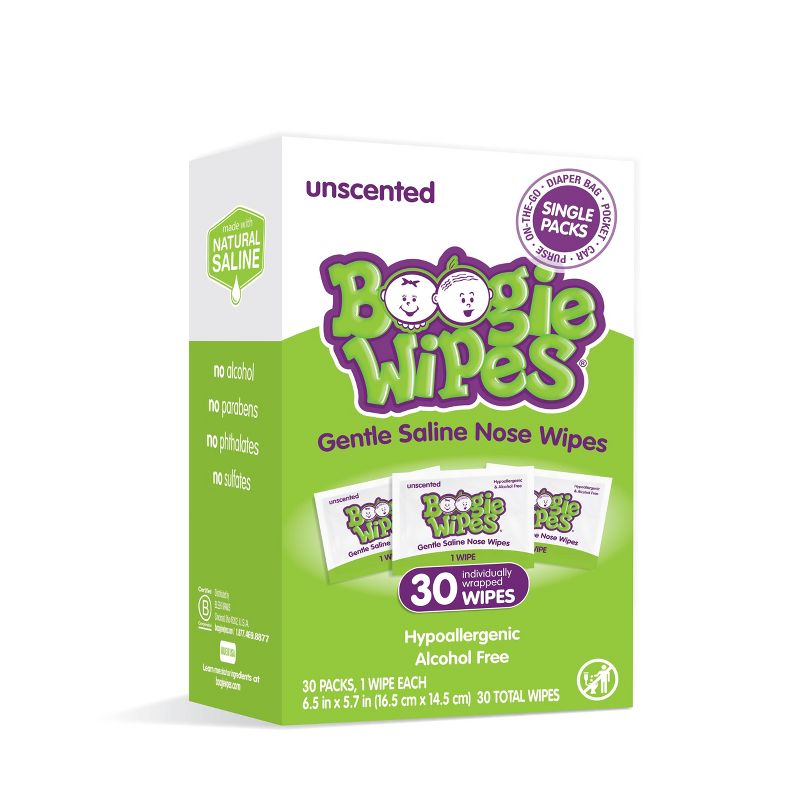 Boogie Wipes Unscented Gentle Saline Nose Wipes - 30ct, 1 of 9