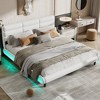 TiramisuBest King Size Upholstered Platform Bed with LED Light Strips,Beige - 4 of 4