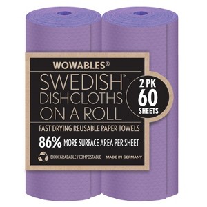 LOLA Wowables XL Swedish Dishcloths, 60 Reusable Eco Cleaning Cloths, 11" x 10", Ultra Absorbent Cellulose Sponge Towel, Compostable, Made in Germany - 1 of 4