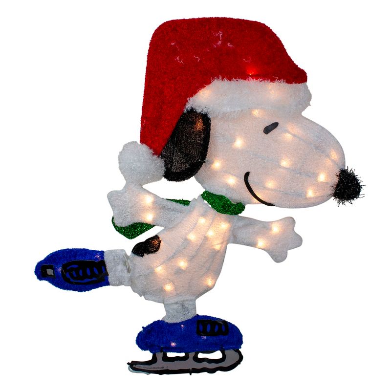 Northlight 24" White and Red Pre-Lit Skating Peanuts Snoopy Outdoor Christmas Decor - Clear Lights, 1 of 5