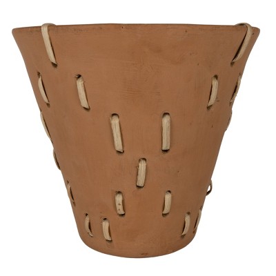 Diamond Weave Terracotta & Cane Planter - Foreside Home & Garden