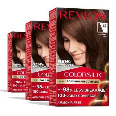 Revlon ColorSilk Permanent Hair Color with Bond Repair Complex - 13.2 fl oz/3ct