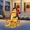 SEVOBAL Inflatable Holiday Decorations 2.2FT Penguin Riding Sleigh Christmas Decorations, Pre-lit Holiday Decor, Multicolored, 26"*13.8"*26.8" - 2 of 4