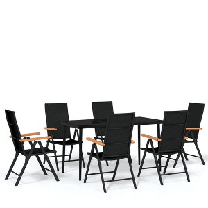 vidaXL Patio Dining Set Black Outdoor Furniture - 55.1" Table Length 6 Items - 1 of 4