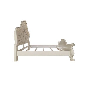 97"California King Bed Dresden Bed Bone White Finish - Acme Furniture: Traditional Design, Claw Feet, Faux Leather - 1 of 4