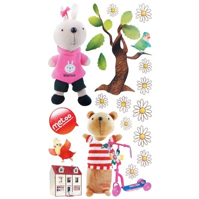 Slickblue Adorable Rabbit & Bear Wall Decals 13"x23.5", Waterproof Vinyl Stickers for Kids Rooms & Home Decor