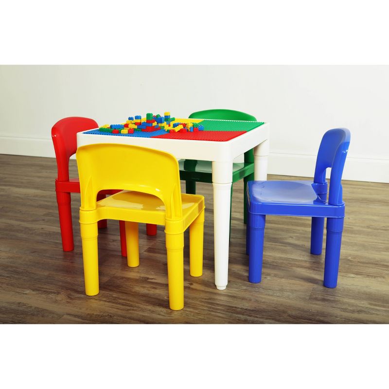 5pc 2 in 1 Square Plastic Activity Kids&#39; Table and Chair Set - Humble Crew, 6 of 7